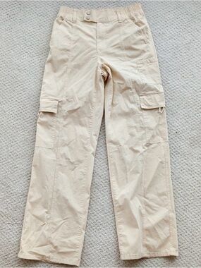 S.O. Women’s Beige Cargo Pants Large | Relaxed Fit Utility Pocket Casual Pants